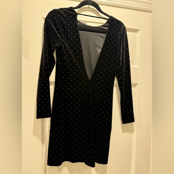 Express Black Bodycon Dress Long Sleeve Crew Neck size 2 - Picture 5 of 7